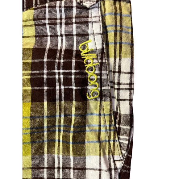 Billabong Shorts Juniors 9 Used Brown Plaid Y2K - Picture 6 of 12